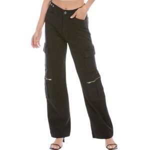 WeWoreWhat Black Utility Straight Leg Cargo Pants- size 27